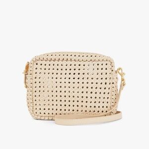 Clare V Midi Sac Cream Rattan Woven Leather Crossbody Bag